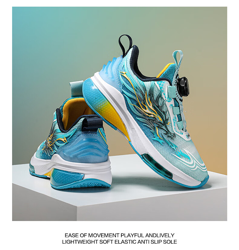 7-PE Boys' Waterproof Leather Running Shoes with Rotary Button Mesh Lightweight Kids' Sports Shoes Spring Autumn 2026 3