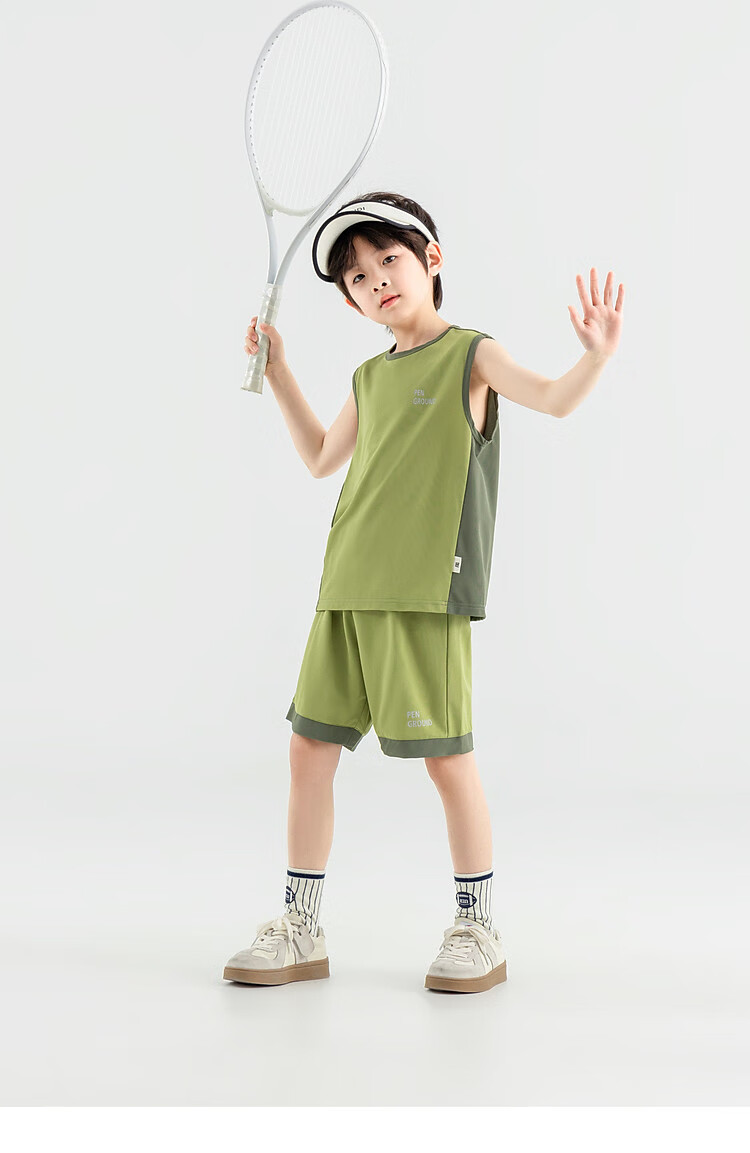 Duoduojia [Smooth And Skin-Friendly] Boys' Running Sports Set, Summer Fitness Training Children's Vest Shorts, Breathable Two-Piece 18