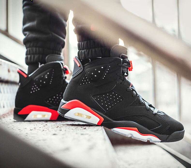 耐克nike男女鞋air jordan 6 aj6乔6黑红6高帮19复刻篮球鞋384664-060
