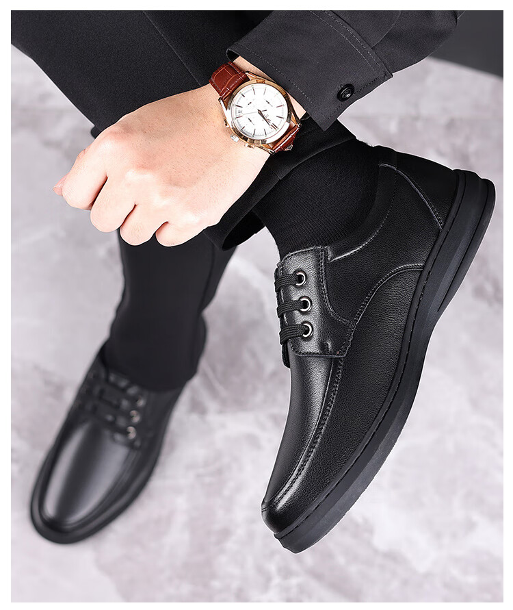 Hengyuanxiang Men's Slip-On Business Casual Lace-Up Breathable Driving Loafers J1627 Black Size 40 11