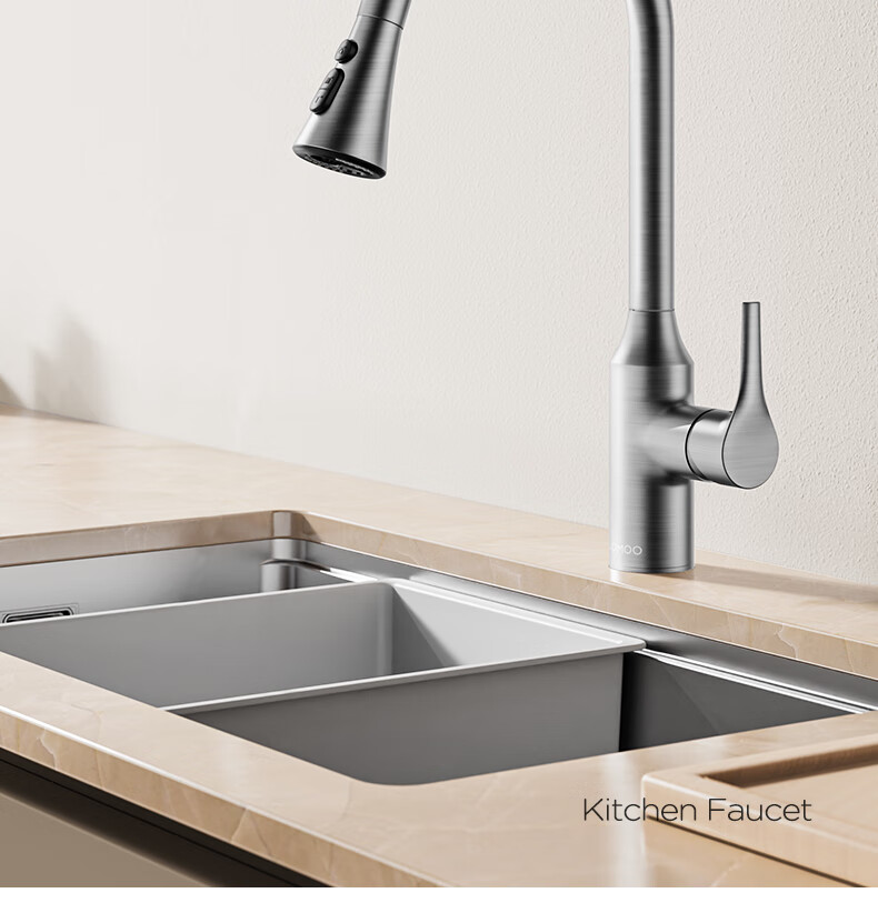 JOMOO Kitchen Faucet Gunmetal Gray Pull-Out Sink Mixer Tap Hot and Cold 33168-385/HBS-Z 3