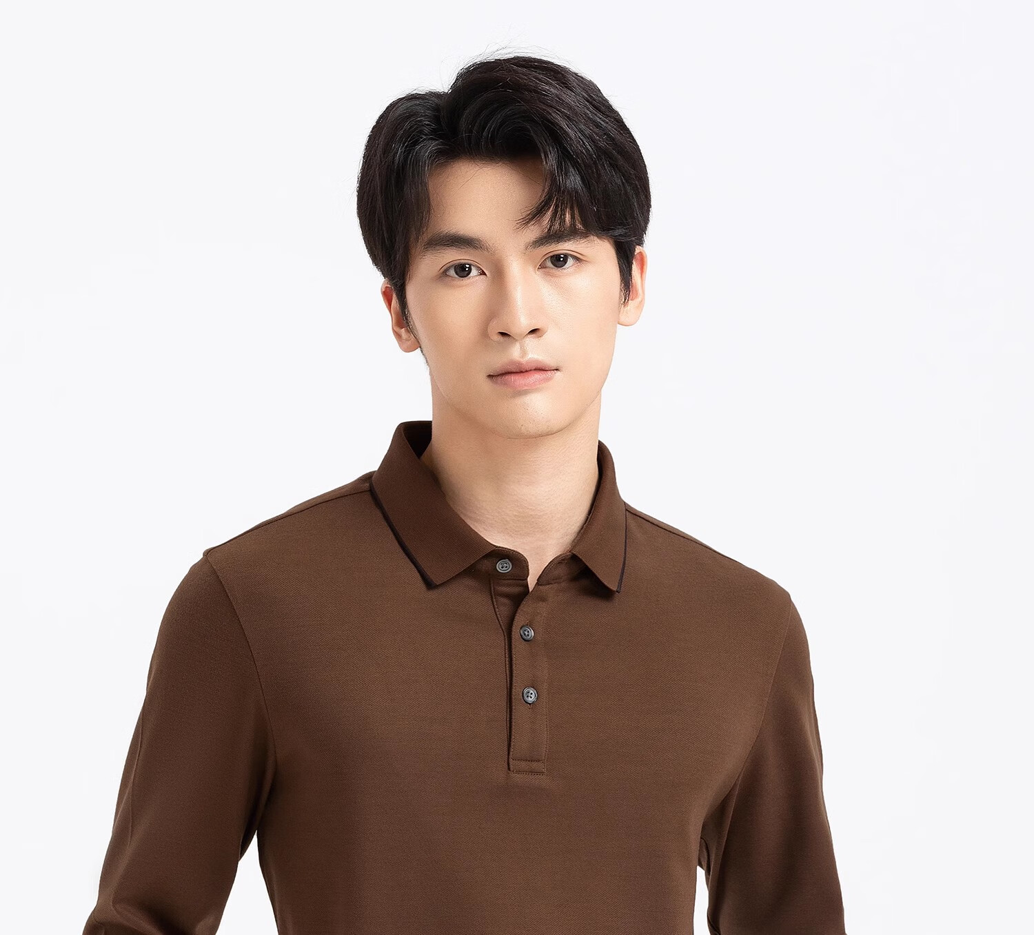 Langdun [Wool Blend] Long Sleeve Polo Shirt Men 2025 Spring Autumn Soft Comfortable Business Casual 2