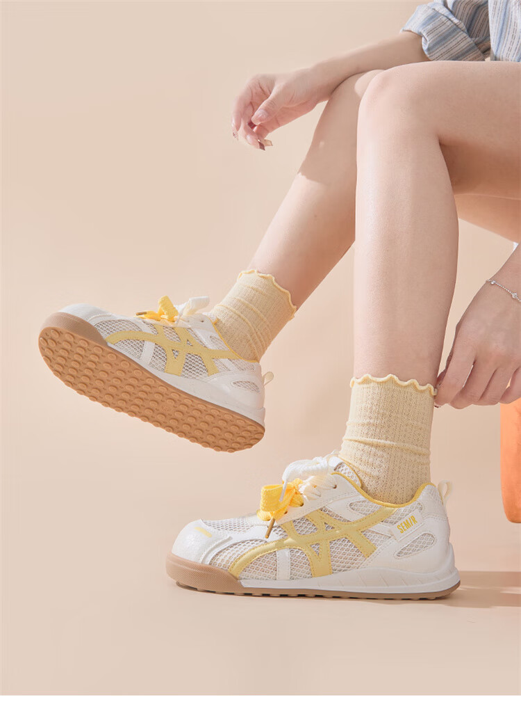 Semir Women's Derby Shoes 2025 New Summer Breathable Mesh Casual Sneakers White Cream Size 39 13
