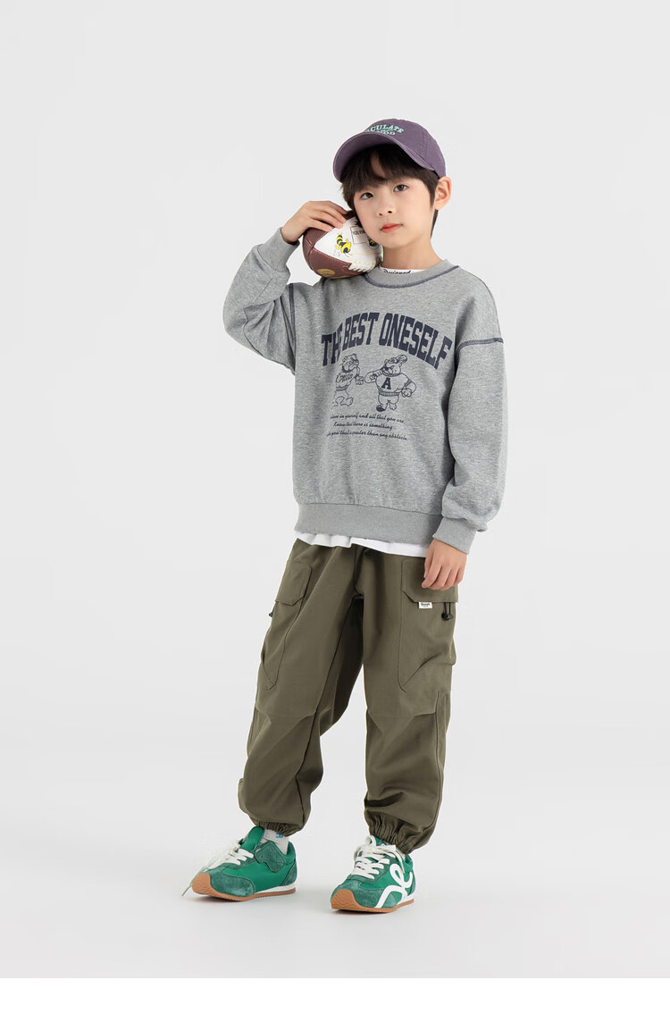 Duoduojia Boys' Casual Sports Sweatshirt, Spring And Autumn 2026 Style, Loose-Fitting Top, Comfortable Autumn Wear, Fashionable Children's Base Layer Pullover 28