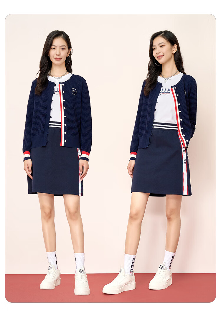 ELLE ACTIVE Waffle Texture Knit Cardigan for Women, Spring And Summer Contrasting Colors Elegant Slimming Comfortable Commuter Style Navy Blue S 9