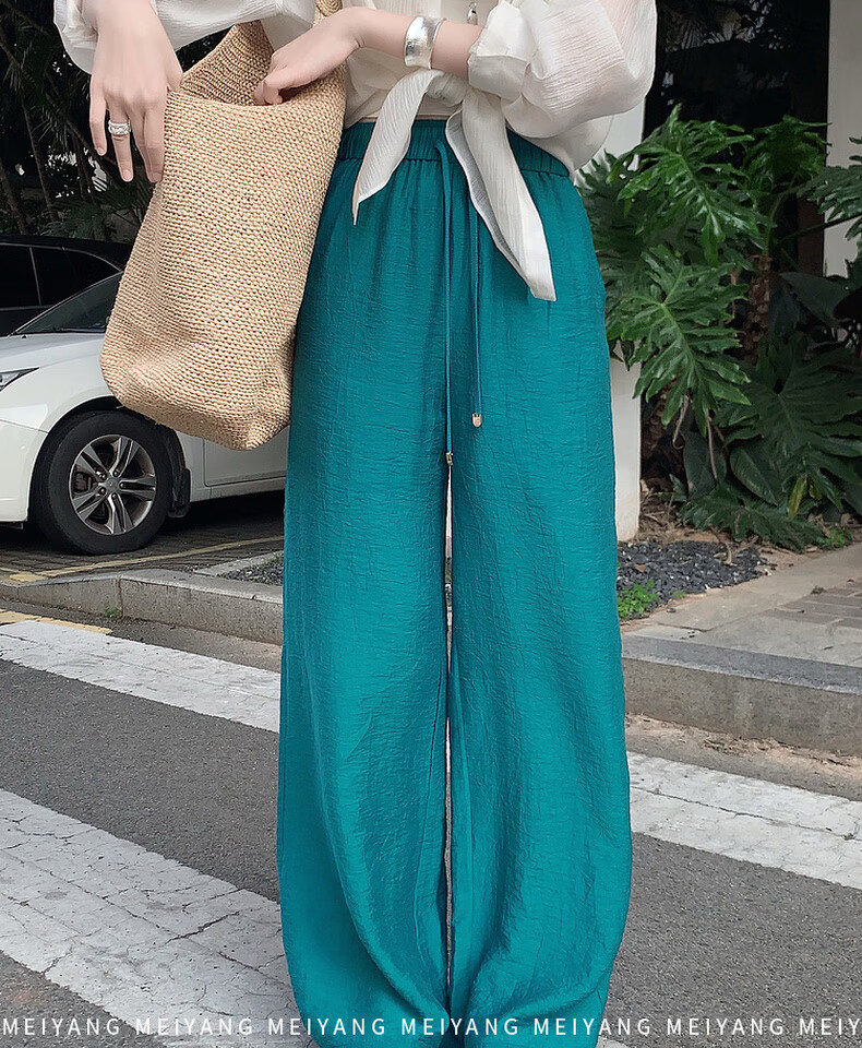 MEIYANG Blue Water Bay Casual Pants, Blue-Green (Regular Version), Size S 2