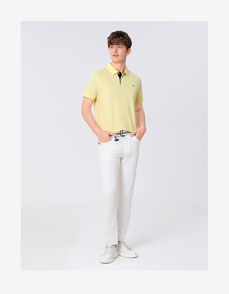 Goldlion GY [Cooling] Men's Short-Sleeve Polo Shirt, Casual Versatile Collared Breathable T-Shirt, White, L 8
