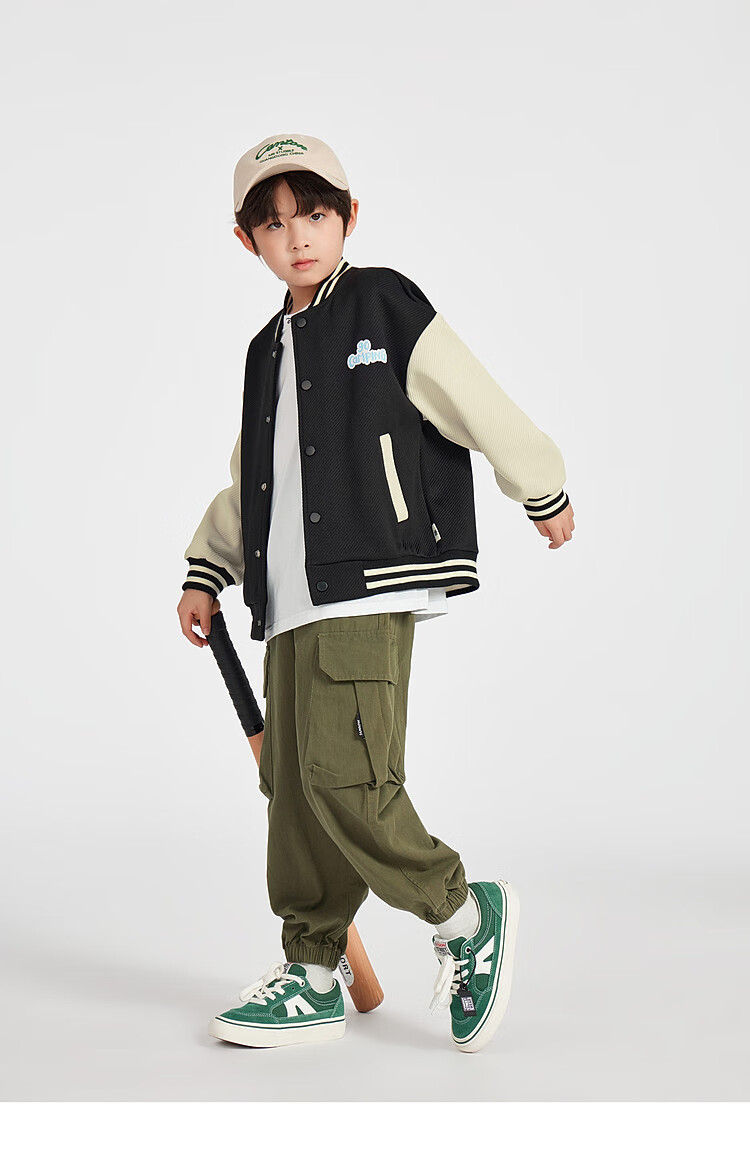 Duoduojia Boys' Knitted Jacket, Spring And Autumn 2026, for Older Children, Comfortable And Stylish Outerwear, Casual Cool Baseball Jacket for Kids 17