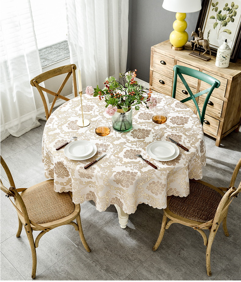 西西诗蒂 圆桌布欧式餐桌布布艺酒店家用饭店圆形转盘餐桌垫防烫长