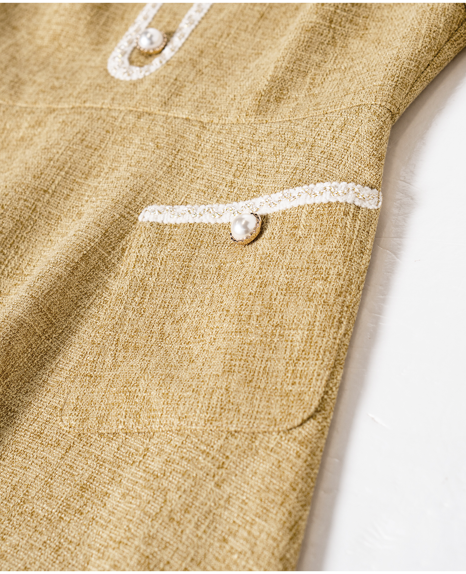 ROEYSHOUSE Elegant Waist-Cinching Flared Dress, Summer Style, Chanel-Inspired Mid-Length Dress 11594, Yellow, S 16