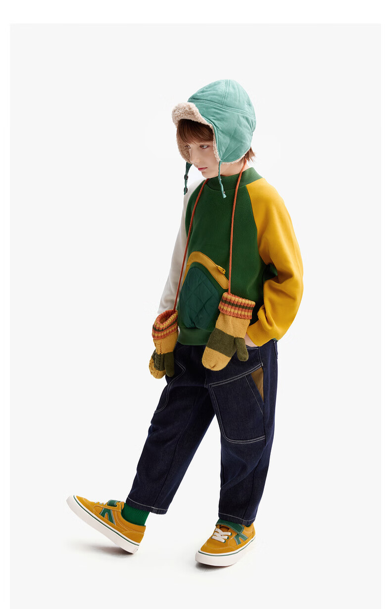 MQD [Color-Fast] Boys' Jeans, Spring And Autumn Style, Children's Dad Pants, Dark Denim Blue, Size 150 6