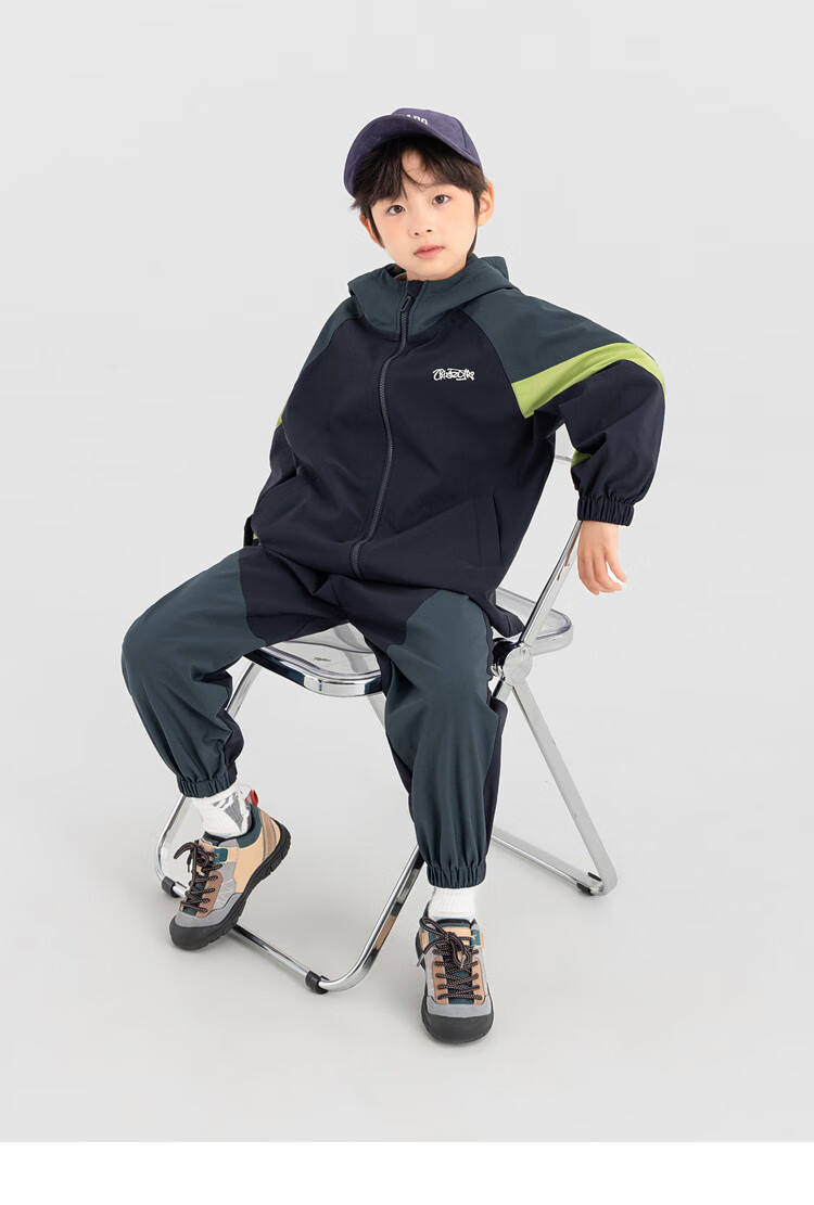Duoduo Boys' Autumn Colorblock Fashion Outdoor Sports Trendy Jacket and Pants Set for Older Kids 14