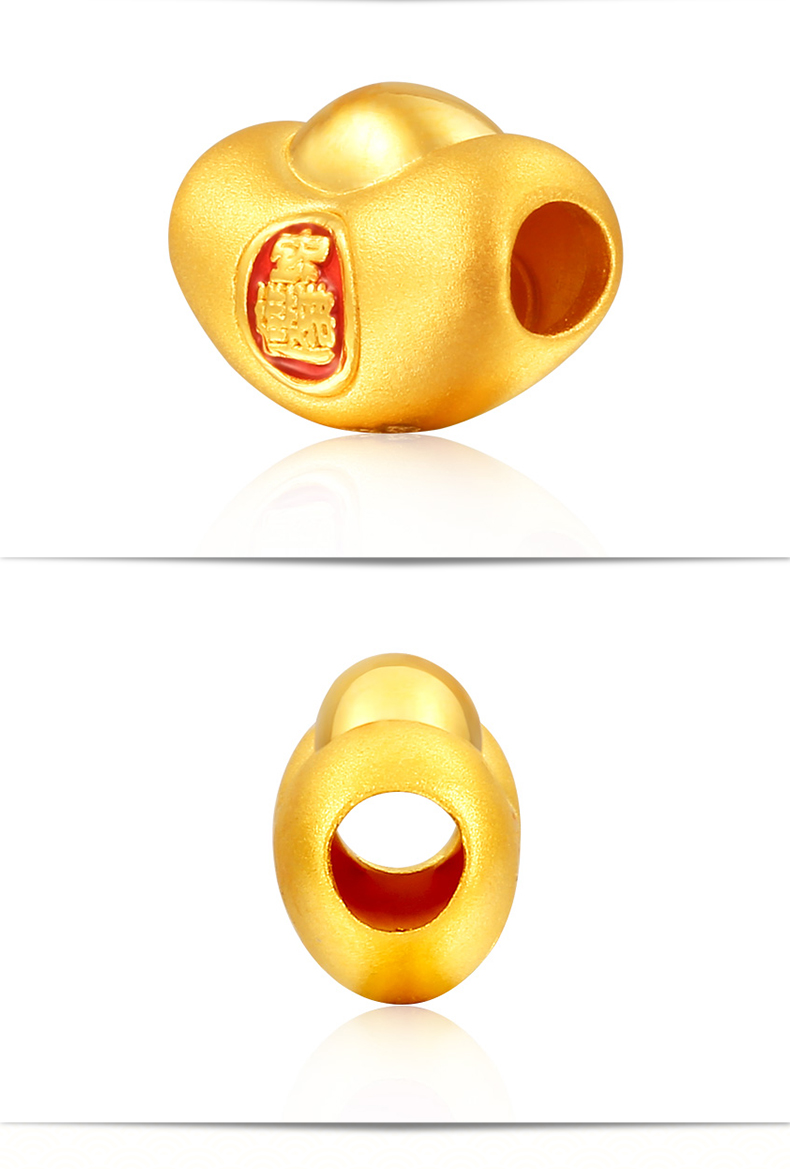 菜百首饰 黄金转运珠 足金3d珐琅硬金吉祥系列烤彩转运珠 本命年金饰