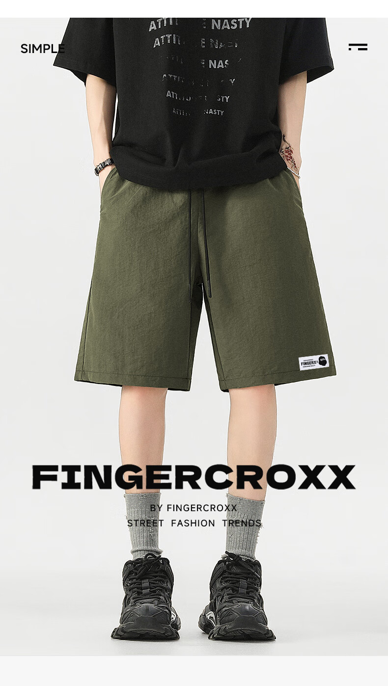 Fingercroxx IT Men's Shorts 2026 Summer New Mountain Sports Breathable Loose Casual Five-Point Pants Black XL 2