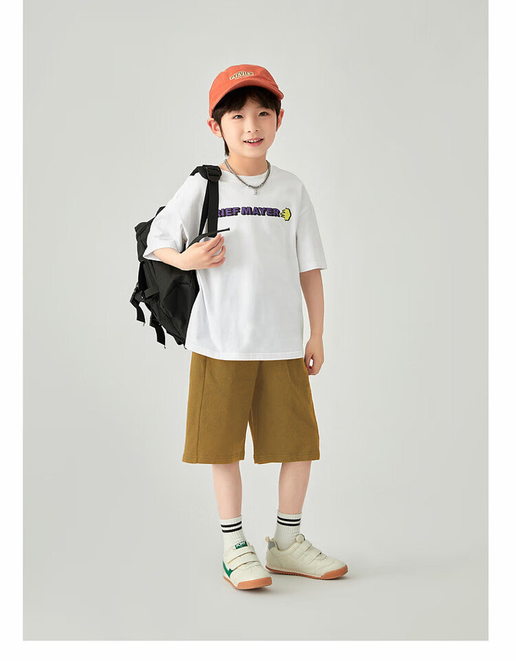 Duoduojia Boys' Sports Shorts, Summer 2026, for Older Children, Moisture-Wicking And Breathable, Pure Cotton Mid-Length Shorts, Children's Loose Six-Point Knit Pants 28