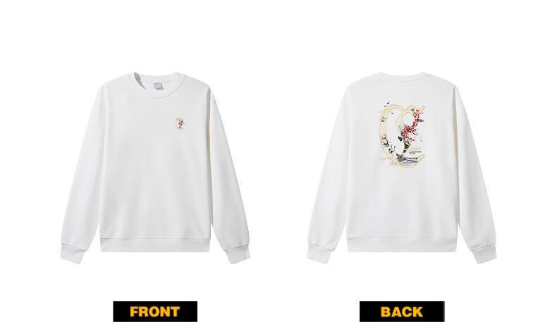 CABBEEN 340G Cotton Sweatshirt Men's Foaming Texture Printed Flash Line Embroidered Flower Winter Long Sleeve Sweatshirt 13