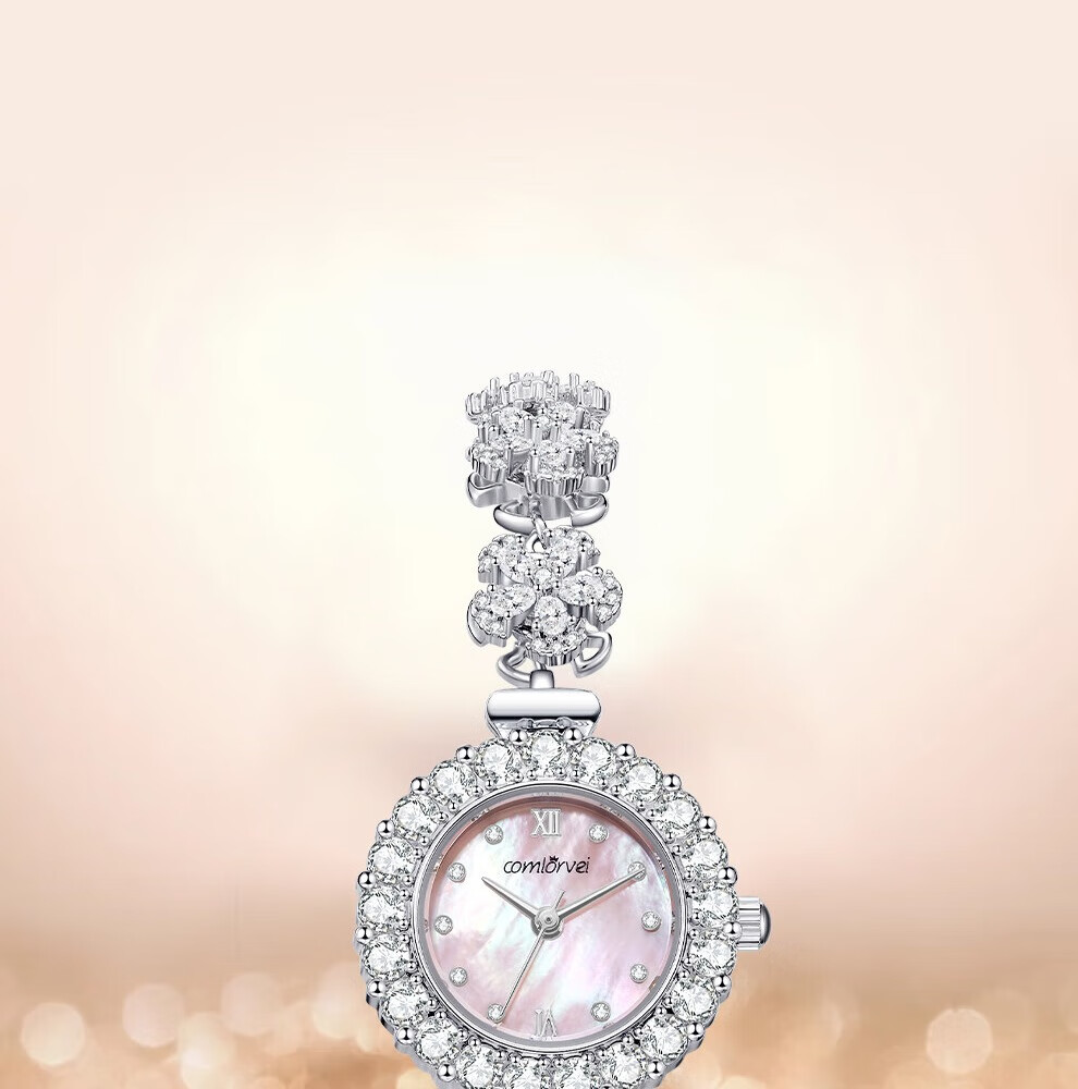 COMLORVEI Watch Rotating Peach Blossom Series with Diamond Inlay, Chinese Women's Watch, Sweet Gift for Girlfriend, Wristwatch 693 6