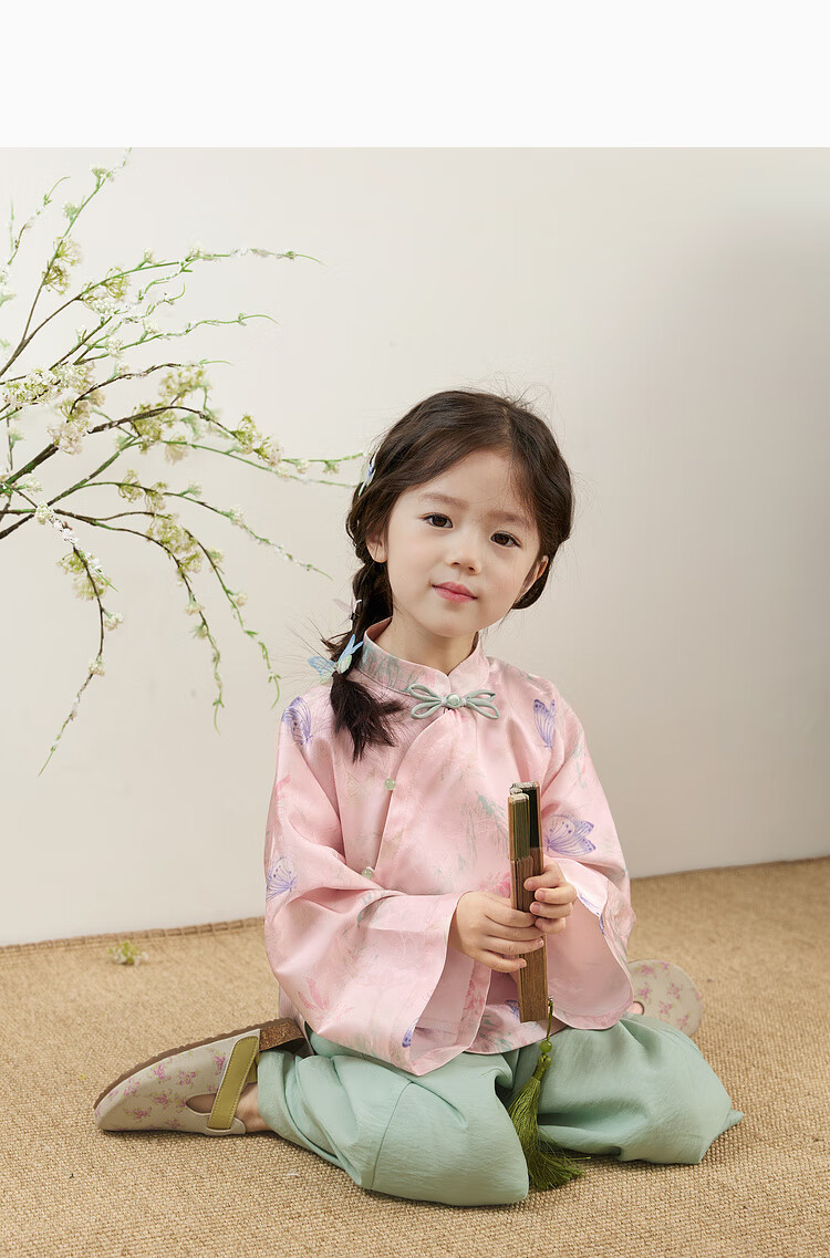 LUSON Little O Baby Girl, New Chinese-Style Outfit for Girls, Autumn 2025 Chen Da Zhu Children's National Style Two-Piece Set 7