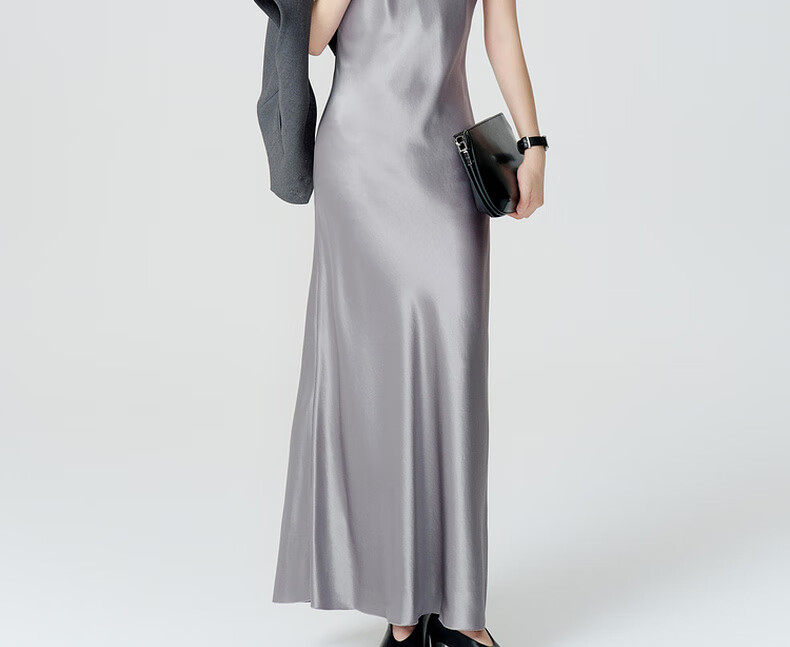MEIYANG Waltz Dress, Elegant Beauty Acetate Spaghetti Strap Dress, Pearl Gray Extended Version, XL 17