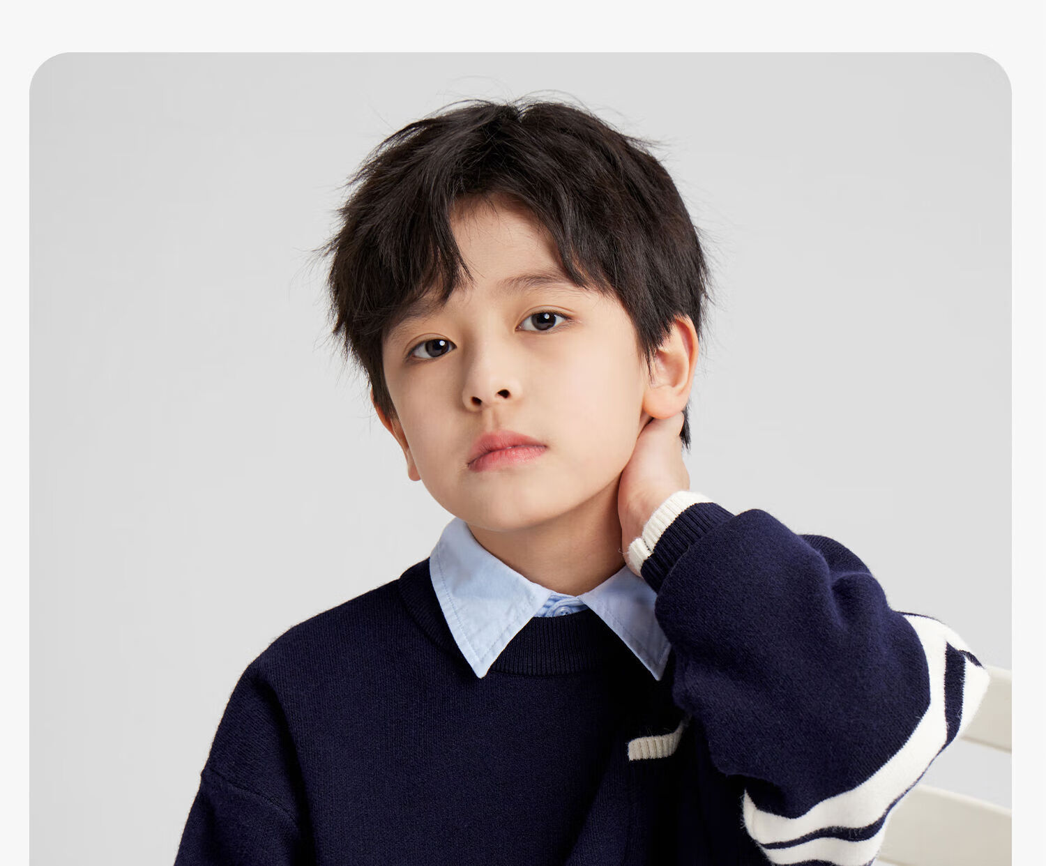 Zuo Xi Boys Sweater Autumn Winter Children's College Style Knitwear 2025 New Big Kids Winter Clothes Gray 130 14