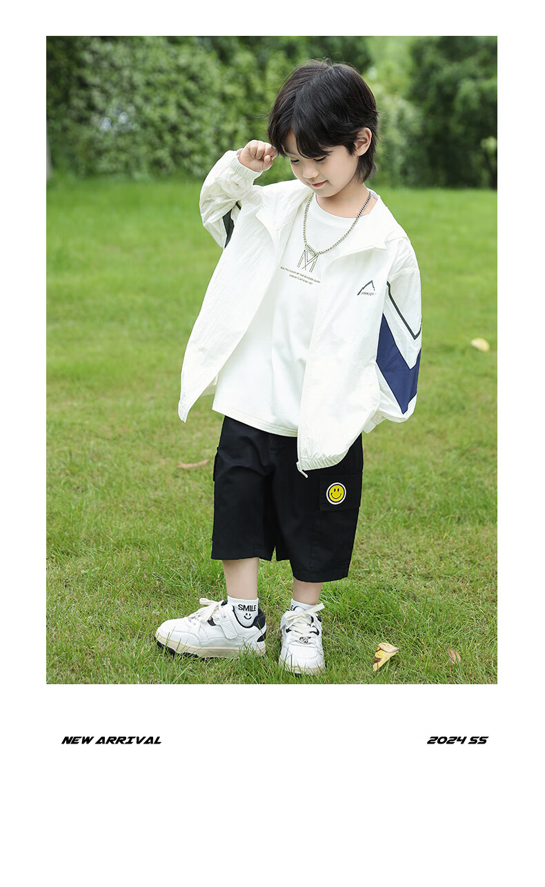 Little Elephant Hamm Kids Sun Protection Jacket Summer UV Protection UPF100+ Boys Lightweight Coat White 120cm 9