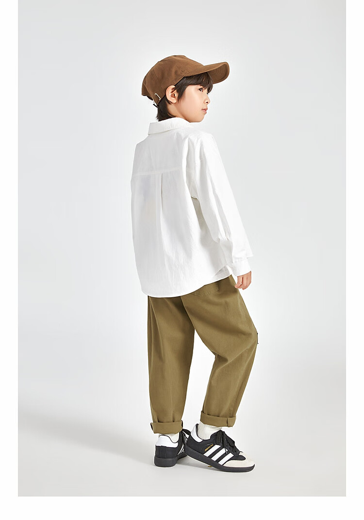 Duoduojia Boys' Shirt, Spring And Autumn 2026 Style, Versatile Casual Children's Breathable Long-Sleeve Shirt, Simple Korean-Style Blouse for Older Kids 25