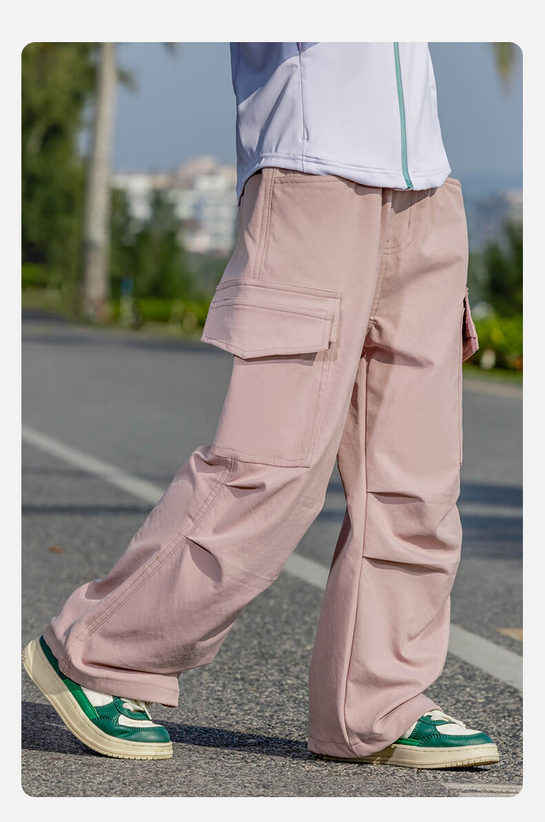 BANDOCIN Girls' Autumn Cargo Pants, Stylish 2025 New Children's Spring And Autumn Sports Trousers, Trendy, Misty Pink, Size 170 5