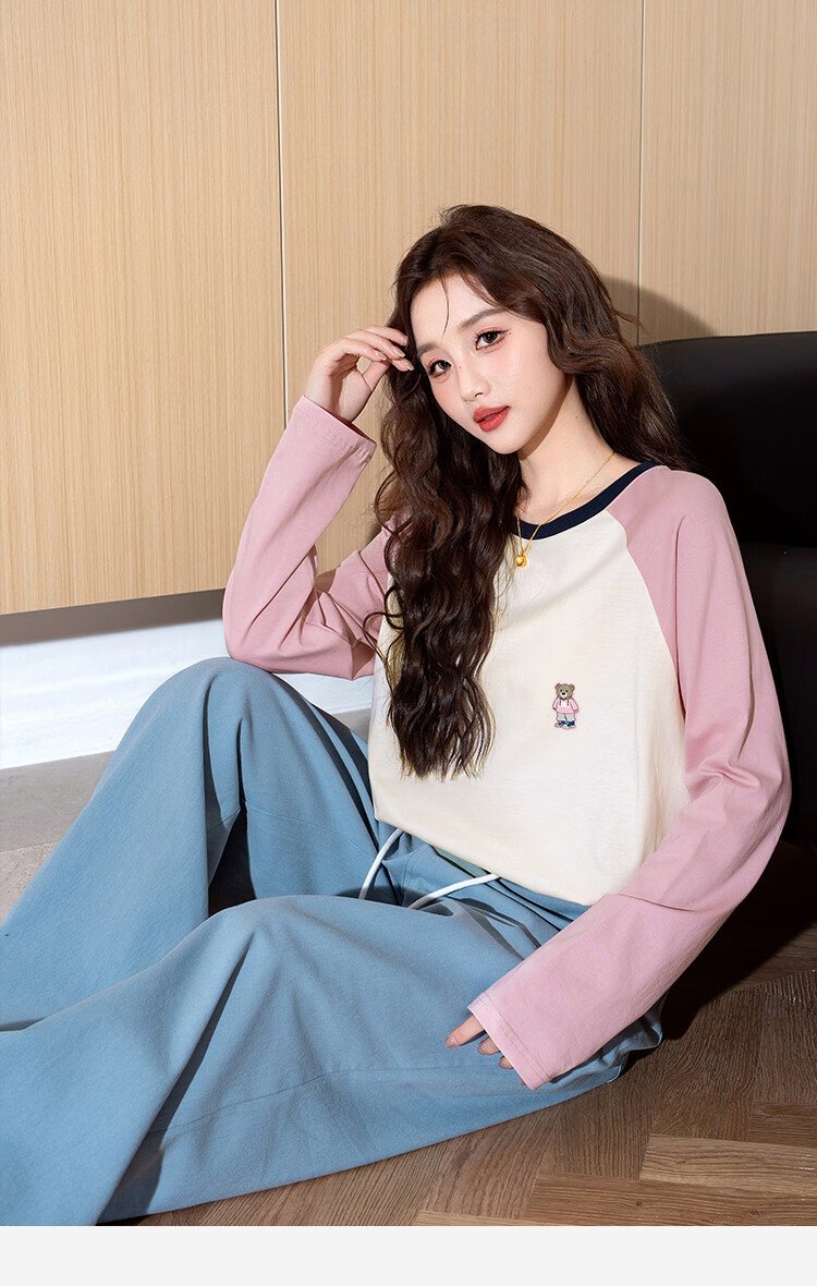 TonLion 2026 Autumn And Winter Long-Sleeve T-Shirt for Women, Round Neck, Raglan Sleeves, Left Chest Lettering, Suitable for Outer Wear 11