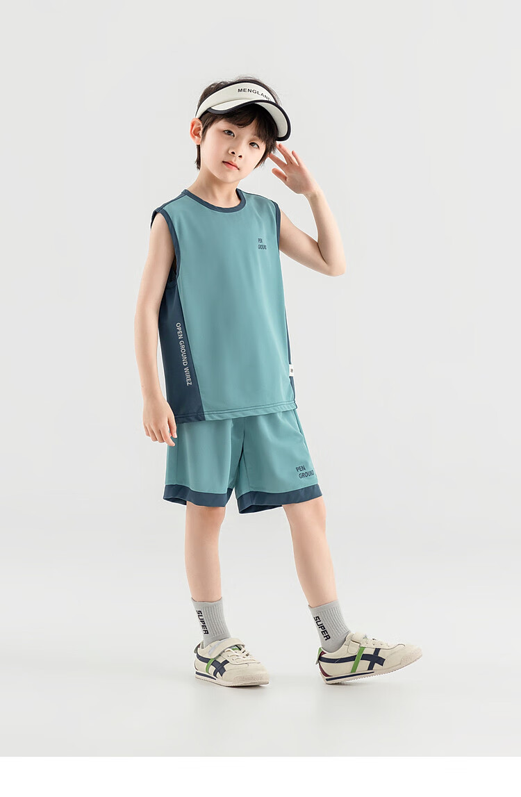 Duoduojia [Smooth And Skin-Friendly] Boys' Running Sports Set, Summer Fitness Training Children's Vest Shorts, Breathable Two-Piece 14