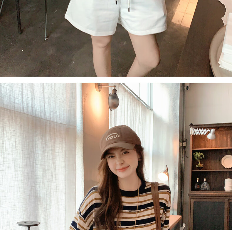 MEIYANG Bailing Shorts, Three-Line Sweatshirt Terry Texture A-Line Casual Pants, Beige, M 23