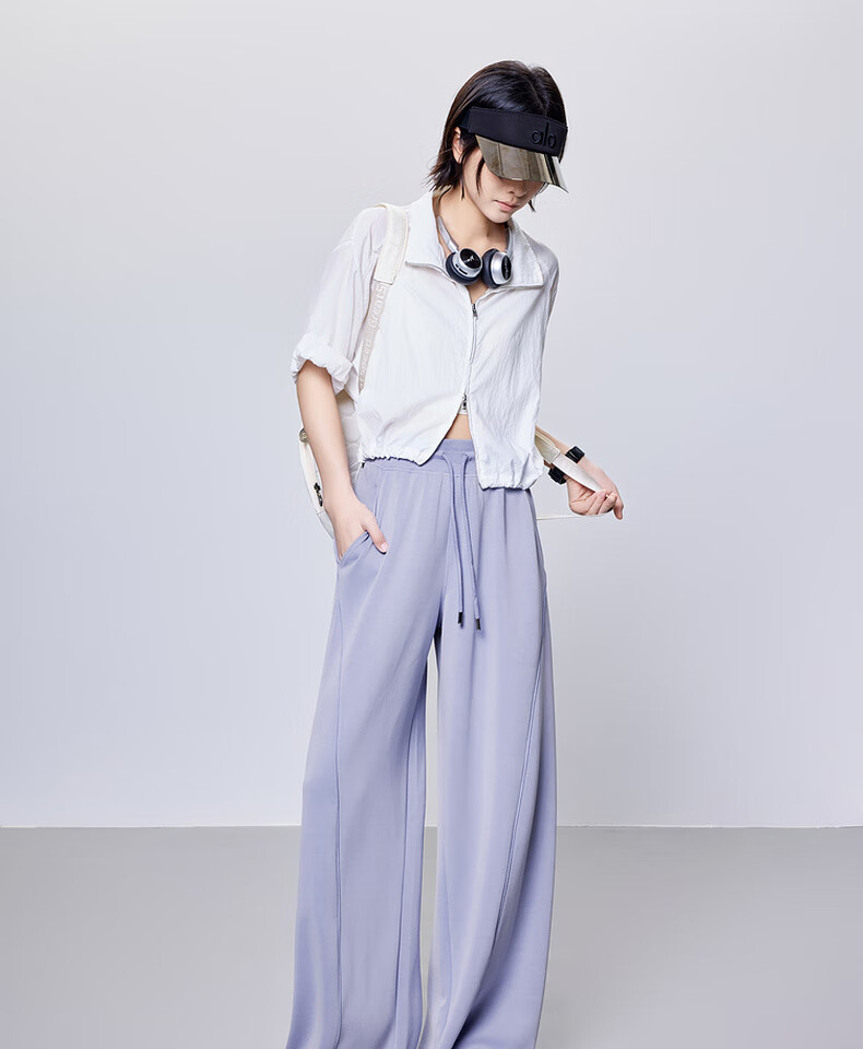 MEIYANG Streamlined Casual Pants, Summer Cool Pants with Sand-Washed Straight Leg, Purple Extended Version, XL 15