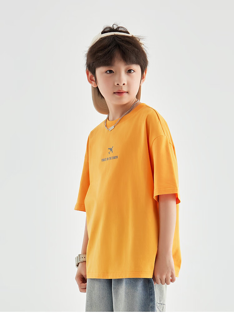 Duoduo Home [Earth Print] Boys' Short Sleeve 2026 Summer Comfortable Cool Loose Fit Casual T-Shirt for Kids 9