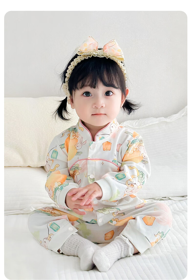 Shubeiyi Baby Clothes Newborn Romper Girls Chinese Style National Wind First Birthday Long Sleeve Jumpsuit 90cm 2