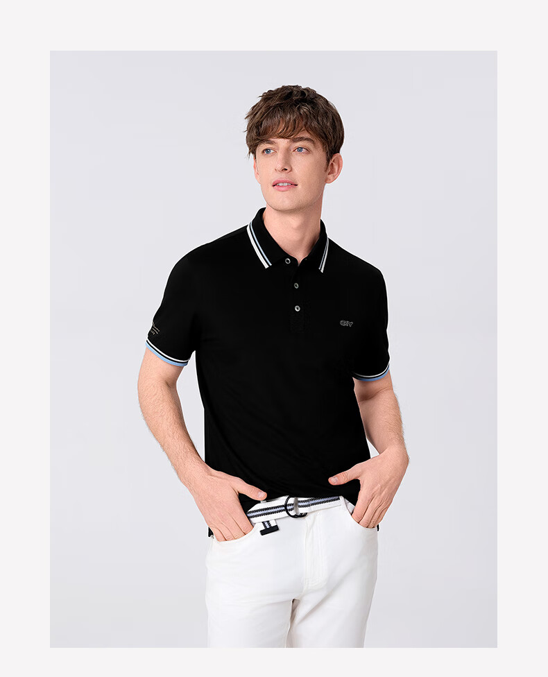 Goldlion GY [Cool Touch] Men's Polo Shirt, Short Sleeve, Summer New Style, Casual Versatile Collared T-Shirt, White, XL 21