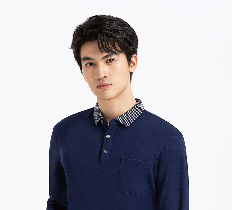 Langdeng Men's Long Sleeve Polo Shirt Langdeng Spring Autumn New Business Casual Modal Blend Polo Shirt Middle-aged Dad Style 2