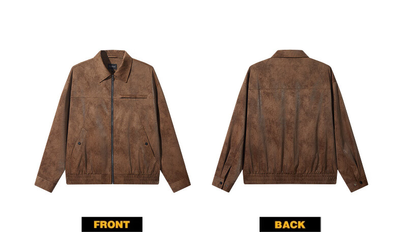 CABBEEN Tie-Dye Washed PU Jacket Men Gradient Tie-Dye PU American Casual Autumn Long Sleeve Coat 10