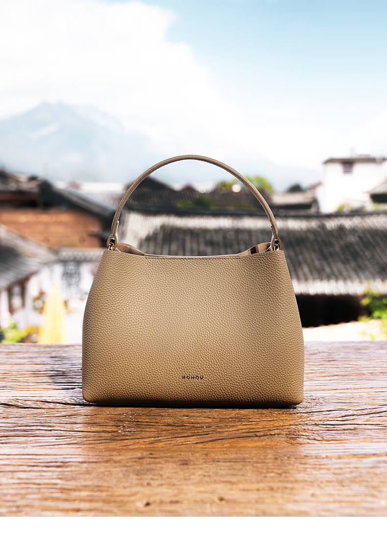 HONGU Women's Handbag, High-Quality Cowhide Leather Shoulder Tote Crossbody Bucket Bag, Ladies' Purse, Birthday Gift for Girlfriend 2