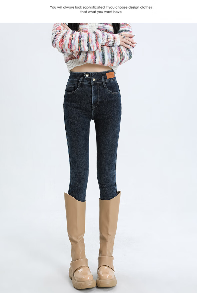 Romon High Waist Slim Fit Women's Summer Skinny Stretch Black Denim Pencil Pants Size 31 13