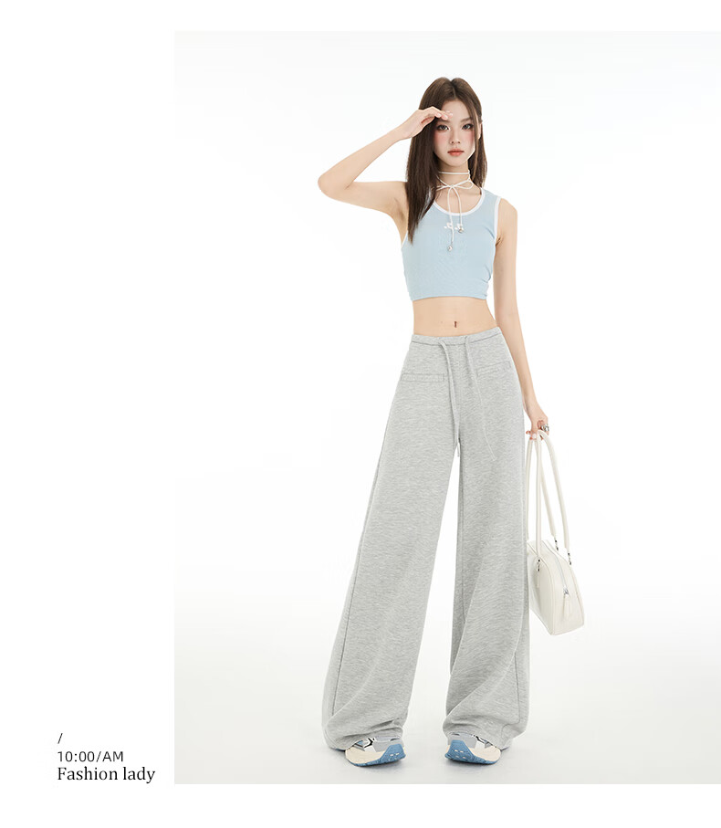 Romon [Soft and Smooth] Women's Casual Summer Pants Lazy Cool Slim Flared Long Trousers Light Gray XL 12