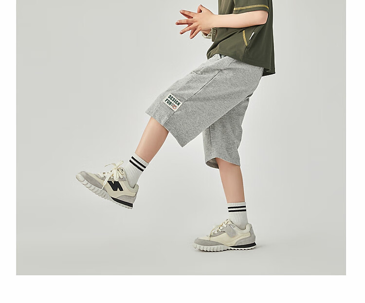 Duoduojia Boys' Sports Shorts, Summer 2026, for Older Children, Moisture-Wicking And Breathable, Pure Cotton Mid-Length Shorts, Children's Loose Six-Point Knit Pants 9