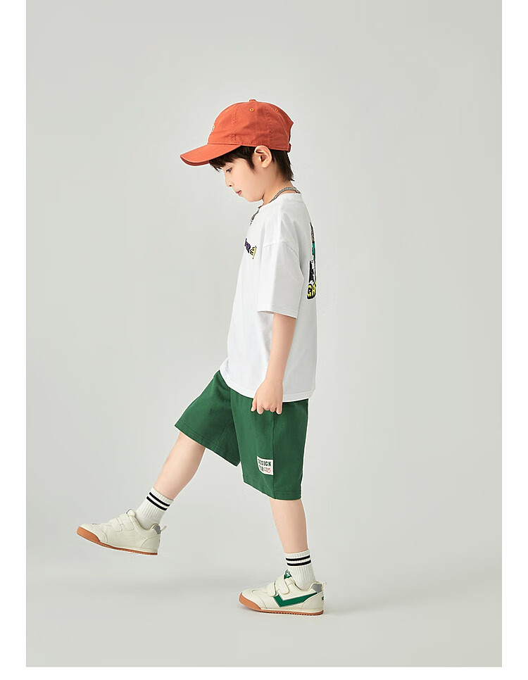 Duoduojia Boys' Sports Shorts, Summer 2026, for Older Children, Moisture-Wicking And Breathable, Pure Cotton Mid-Length Shorts, Children's Loose Six-Point Knit Pants 20