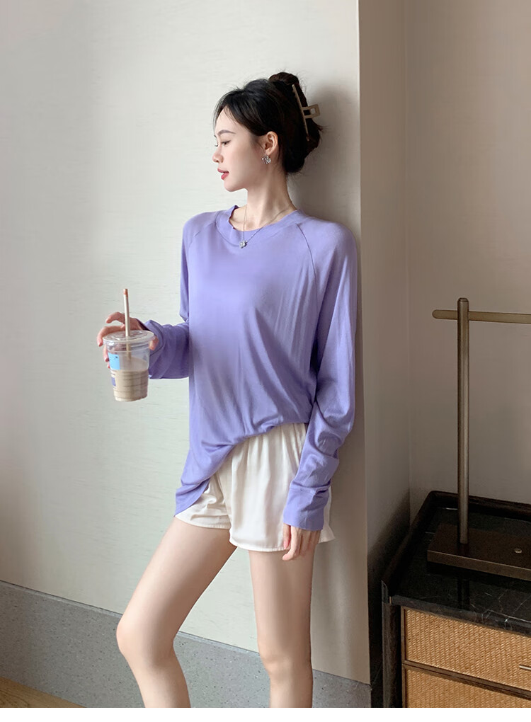MEIYANG Sleepwear Shorts, Faux Silk Satin Anti-Exposure Shorts, Loungewear Pajama Shorts, Champagne Color, Size L 6