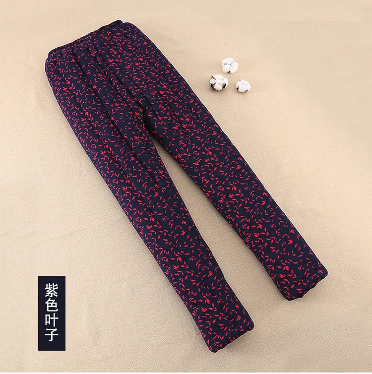 纯手工棉花棉裤女士冬装加厚宽松中老年人奶奶保暖高腰妈妈 凤凰紫色