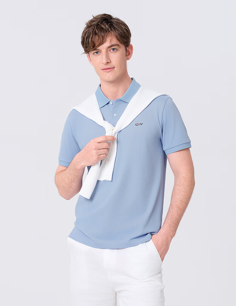 Goldlion GY Short Sleeve Polo Shirt Men Cotton T-Shirt TSF0048-ND153A White M 2