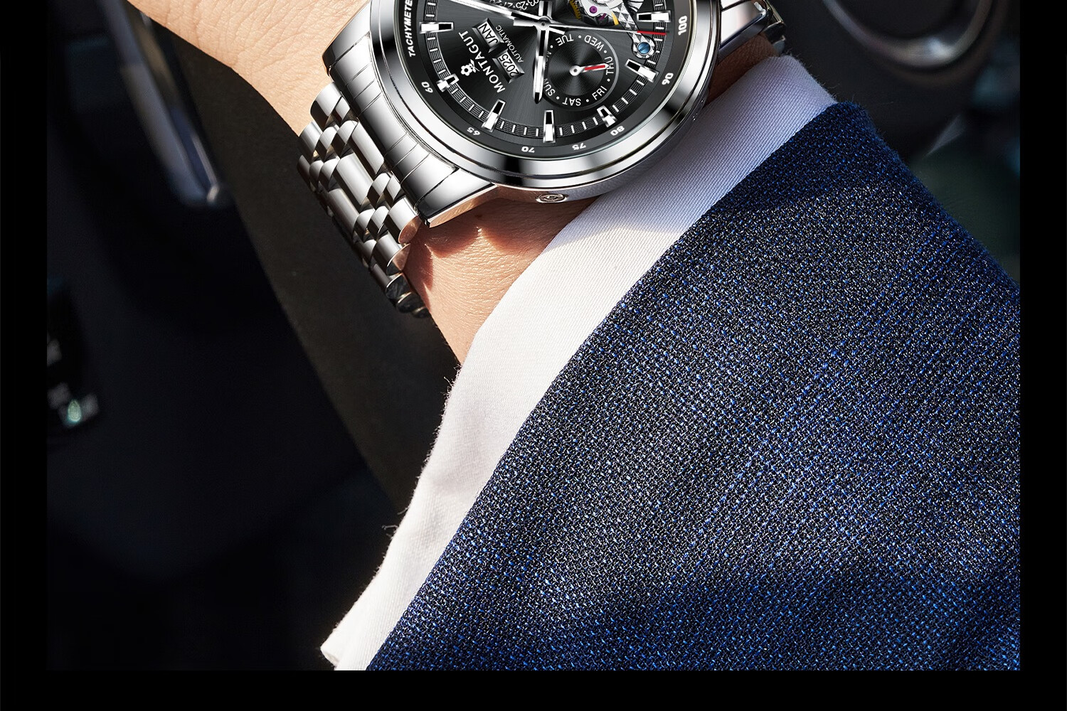 MONTAGUT Men's Skeleton Automatic Mechanical Watch Business Casual Multifunctional Men's Watch Spring Festival Gift 28