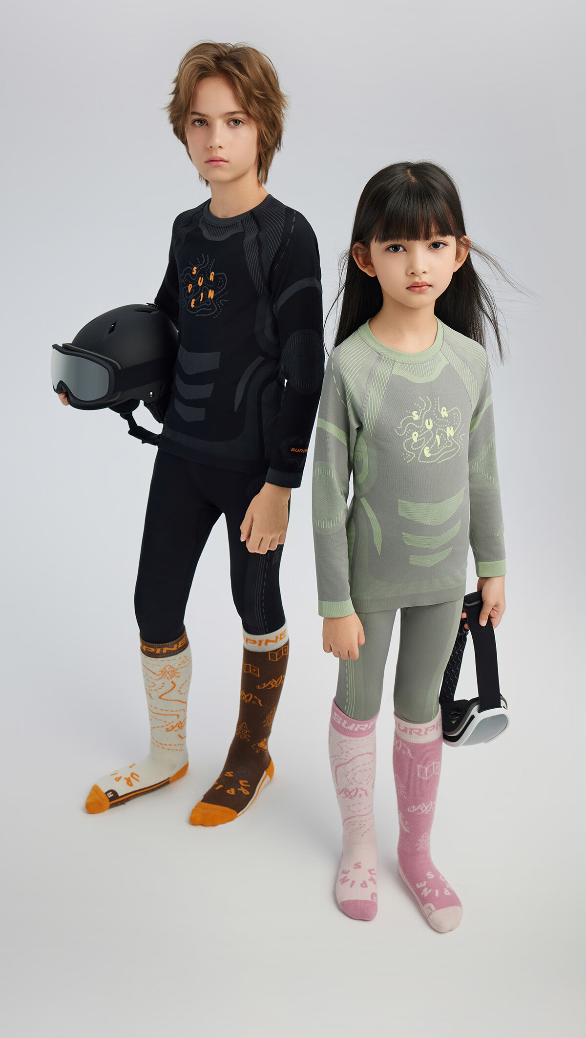 SURPINE Children's Thermal Breathable Functional Underwear Set for Skiing Quick-drying Sweat-wicking Antibacterial 2