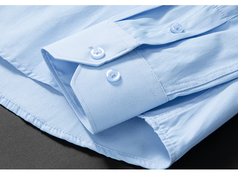 Woodpecker Plain Solid Color Men's Summer Business Wrinkle-Free Dress Shirt Suit Groomsman Long Sleeve White 41 19
