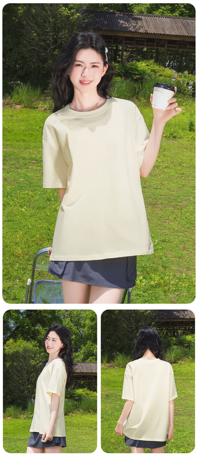 Baleno Women's 2026 New Pure Cotton Short Sleeve Casual Loose Solid Color Basic T-Shirt Spring Summer Loose Fit Top 7
