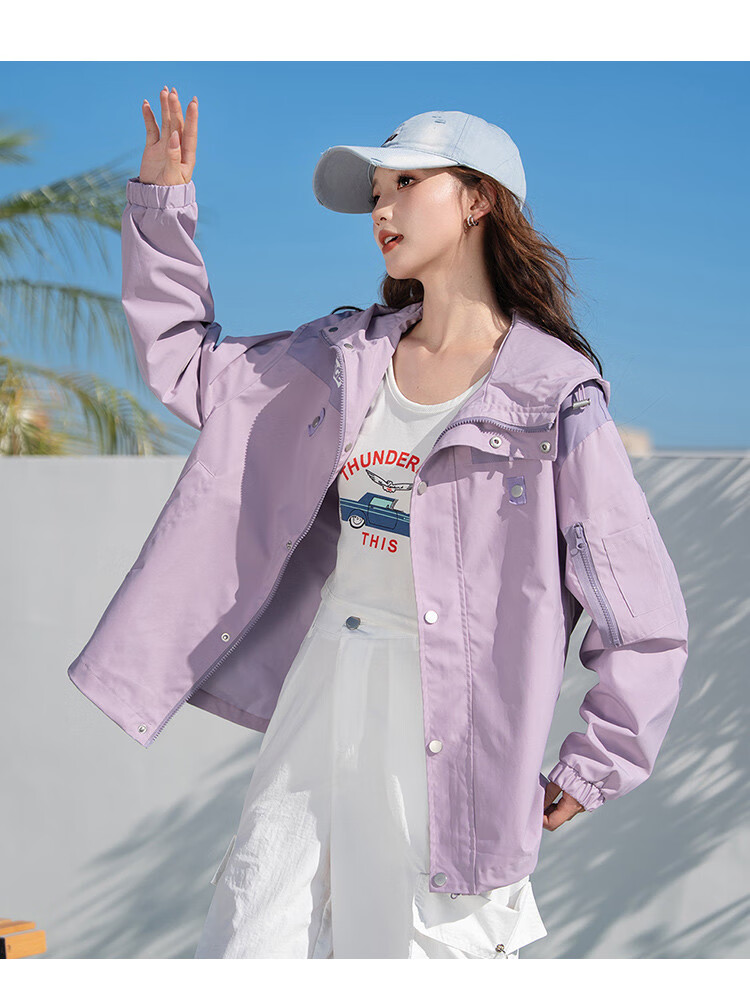 TonLion 2025 Autumn Women's Hooded Patchwork Workwear Jacket 13
