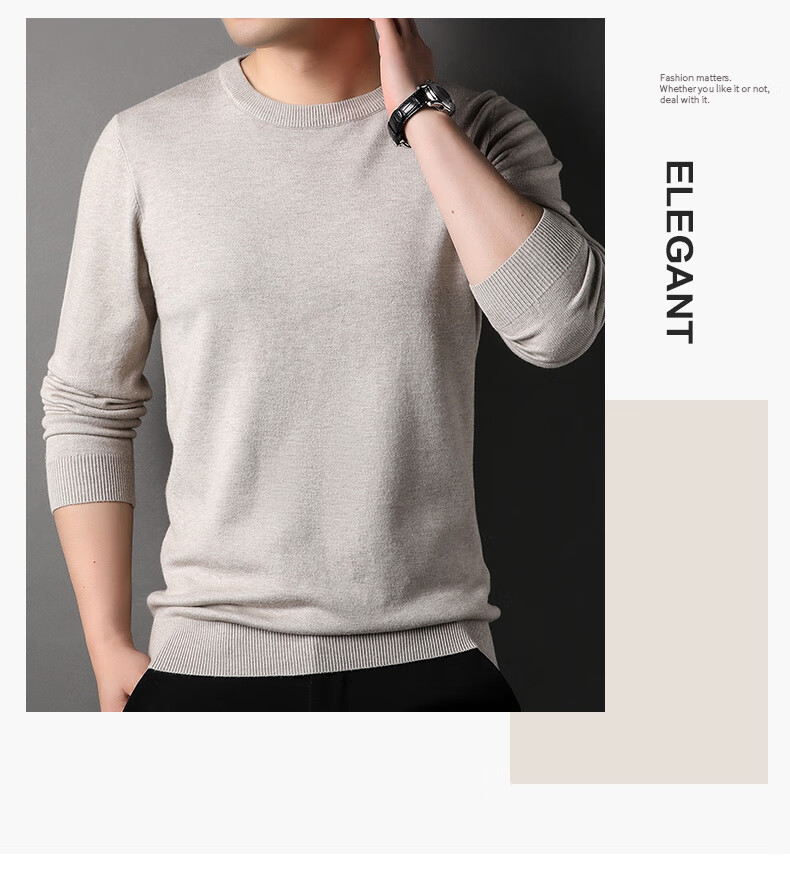 ROMON Men's Knit Sweater Spring and Autumn Classic Loose Fit Crew Neck Casual Pullover for Middle-aged and Young Fathers 3